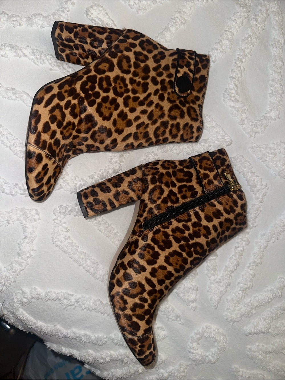 ANN TAYLOR Ankle Boots Calf Hair Cheetah Bootie Boots Size 7 M EUC